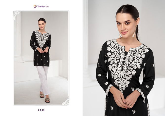 Ruhana By Vamika Nx Rayon Designer Tunic Short Kurtis Wholesale Shop In Surat